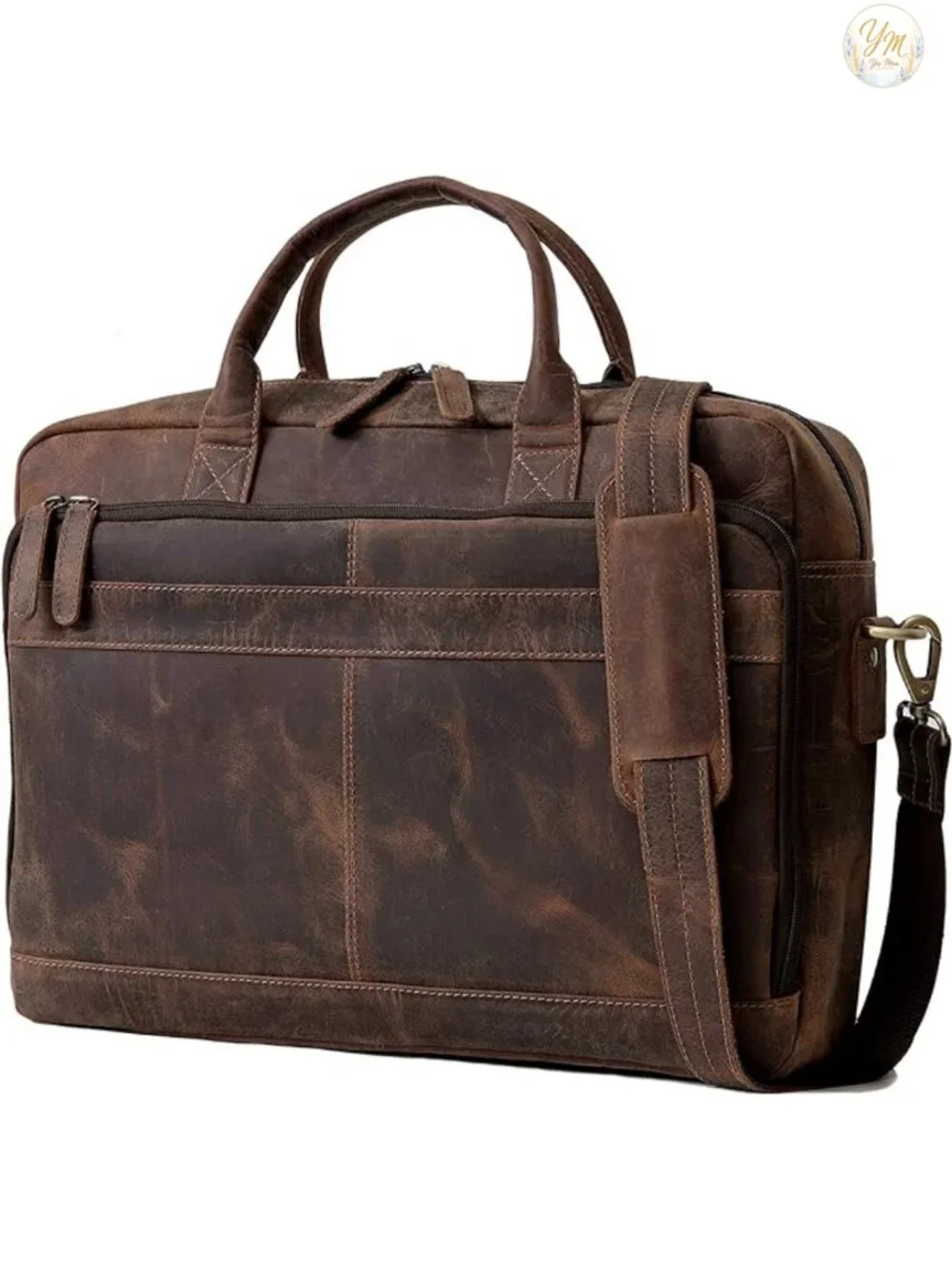 Genuine Leather Handcrafted Laptop Briefcase Trolley Sleeve